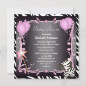 Zebra- en magische-wand-roze-prinses Baby shower Kaart (Voorkant)