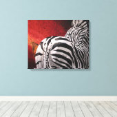 Zebra en Oxpecker Canvas Afdruk (Insitu (Houten vloer))