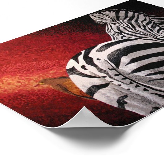 Zebra en Oxpecker Poster (Hoek)