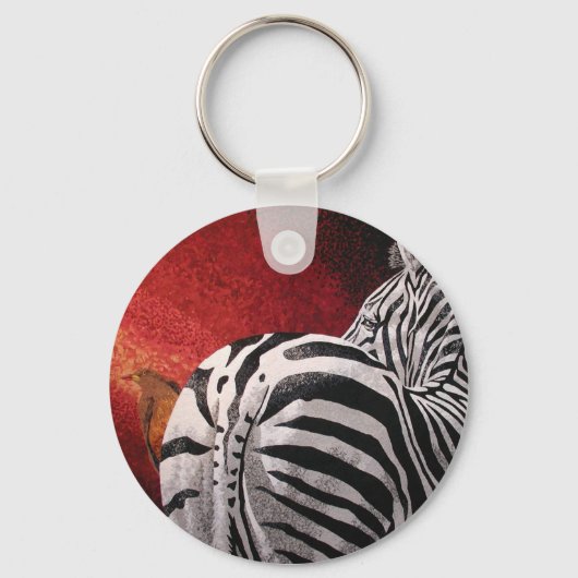 Zebra en Oxpecker Sleutelhanger (Voorkant)