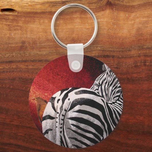 Zebra en Oxpecker Sleutelhanger (Voorkant)