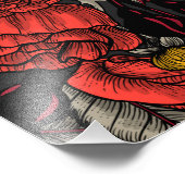 Zebra- en rode struik foto afdruk (Hoek)