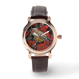 Zebra- en rode struik horloge