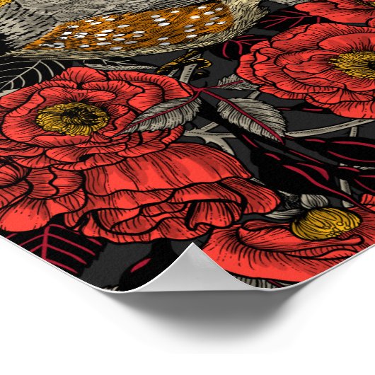 Zebra- en rode struik poster (Hoek)