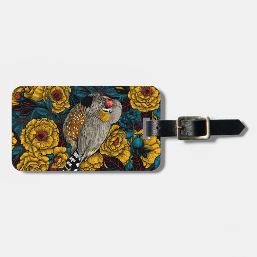 Zebra en roos struik bagagelabel (Voorkant horizontaal)