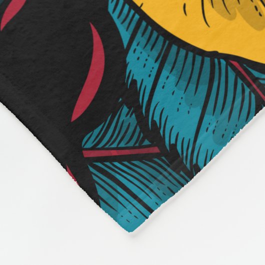 Zebra en roos struik fleece deken (Hoek)