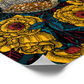 Zebra en roos struik poster (Hoek)