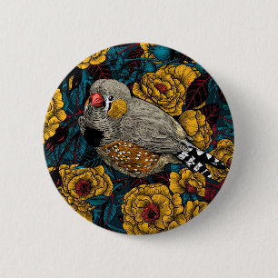 Zebra en roos struik ronde button 5,7 cm
