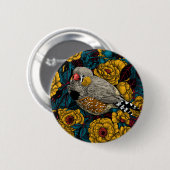Zebra en roos struik ronde button 5,7 cm (Voorkant /achterkant)