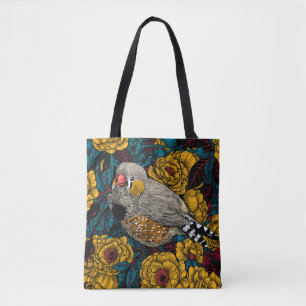 Zebra en roos struik tote bag