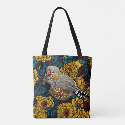 Zebra en roos struik tote bag (Achterkant)