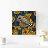 Zebra en roos struik vierkante klok (Huis)