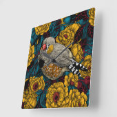 Zebra en roos struik vierkante klok (Hoek)