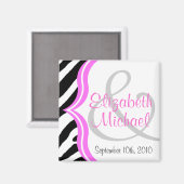 Zebra en Roze Bewaar de Datummagneet Magneet (Voorkant / Achterkant)
