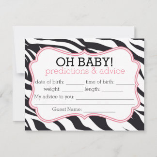 Zebra en roze Chevron Voordicaties & Advice Kaart