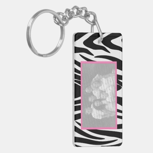 Zebra en roze foto Lijst Sleutelhanger (Voorkant Links)