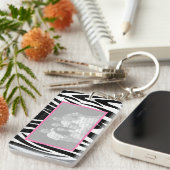 Zebra en roze foto Lijst Sleutelhanger (Voorkant Rechts)