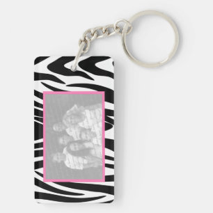Zebra en roze foto Lijst Sleutelhanger
