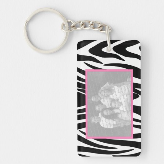 Zebra en roze foto Lijst Sleutelhanger (Voorkant)