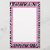 Zebra- en roze grens briefpapier (Voorkant)