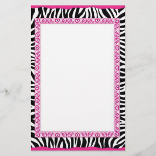 Zebra- en roze grens briefpapier