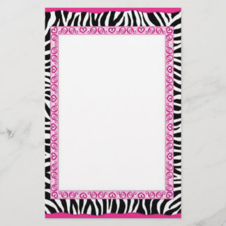 Zebra- en roze grens briefpapier