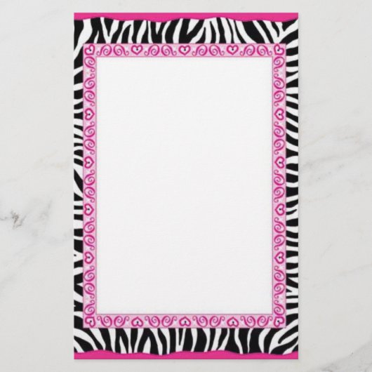 Zebra- en roze grens briefpapier (Voorkant)