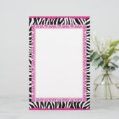 Zebra- en roze grens briefpapier (Staand voorkant)