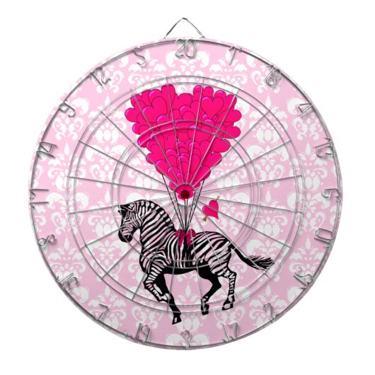  zebra en roze hart op vocht dartbord (Voorkant)