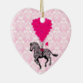 zebra en roze hart op vocht keramisch ornament (Rechts)