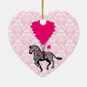 zebra en roze hart op vocht keramisch ornament (Achterkant)