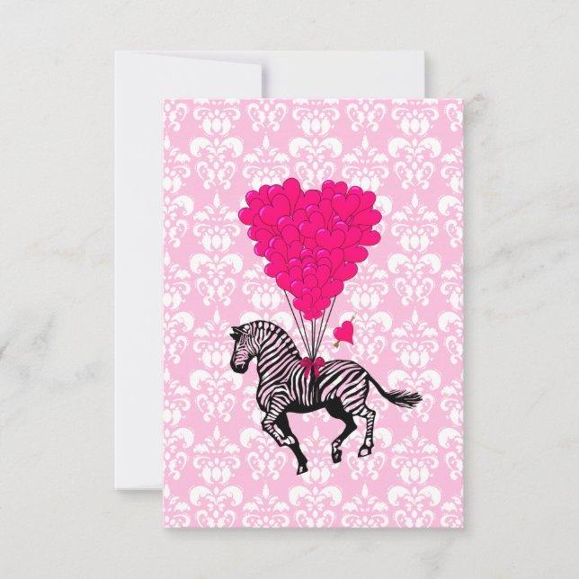  zebra en roze hartballonnen (Voorkant)