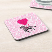  zebra en roze hartballonnen bier onderzetter (Linkerzijde)
