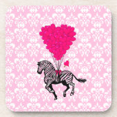  zebra en roze hartballonnen bier onderzetter (Voorkant)