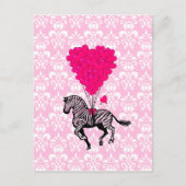 zebra en roze hartballonnen briefkaart (Voorkant)