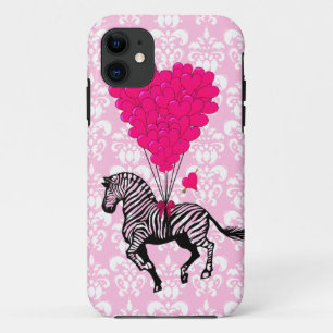 zebra en roze hartballonnen Case-Mate iPhone case