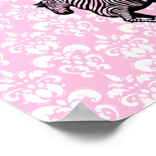 zebra en roze hartballonnen poster (Hoek)