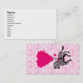  zebra en roze hartballonnen visitekaartje (Voorkant / Achterkant)