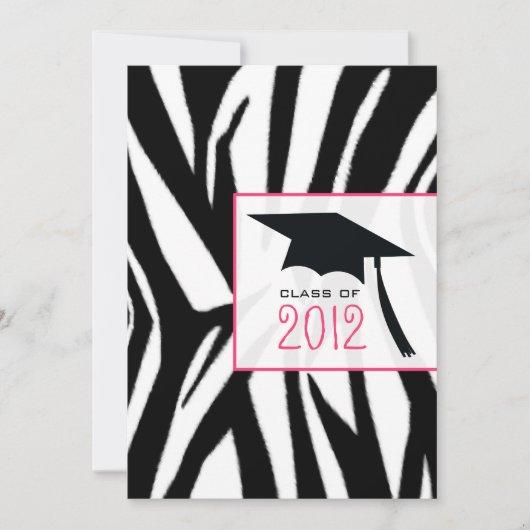 Zebra- en roze klasse van 2012 Graduation Invitati Kaart (Voorkant)