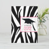 Zebra- en roze klasse van 2012 Graduation Invitati Kaart (Staand voorkant)