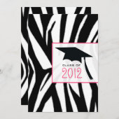 Zebra- en roze klasse van 2012 Graduation Invitati Kaart (Voorkant / Achterkant)