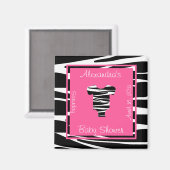 Zebra en Roze Kleding Baby shower Favor Magneet (Voorkant / Achterkant)