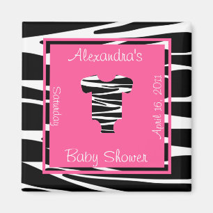 Zebra en Roze Kleding Baby shower Favor Magneet