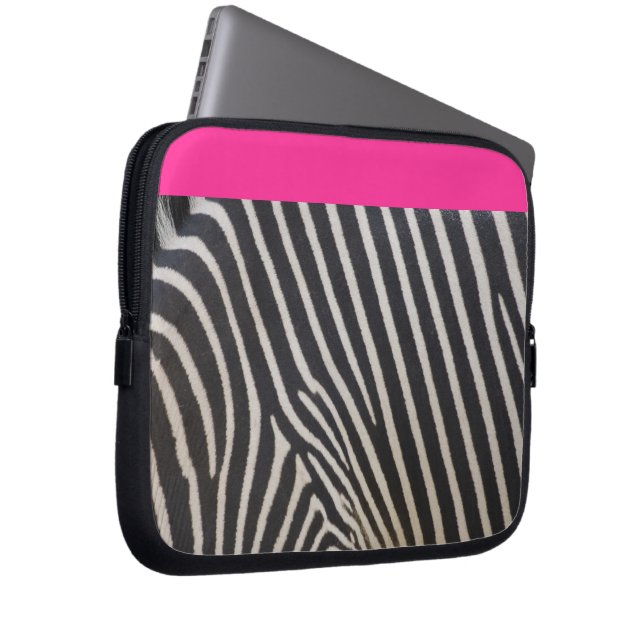 zebra en roze laptop sleeve (Voorkant Rechts)