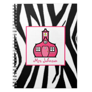 Zebra- en roze lerarenlaptop notitieboek