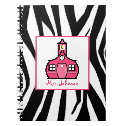 Zebra- en roze lerarenlaptop notitieboek (Voorkant)