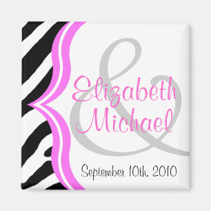 Zebra en Roze sparen de Magnet van de Datum