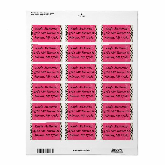 Zebra en roze sticker (Full Sheet)