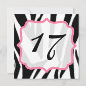 Zebra- en roze verjaardag kaart (Achterkant)