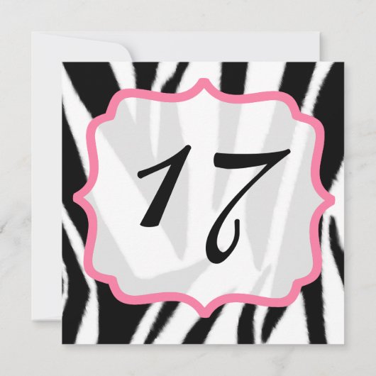 Zebra- en roze verjaardag kaart (Achterkant)